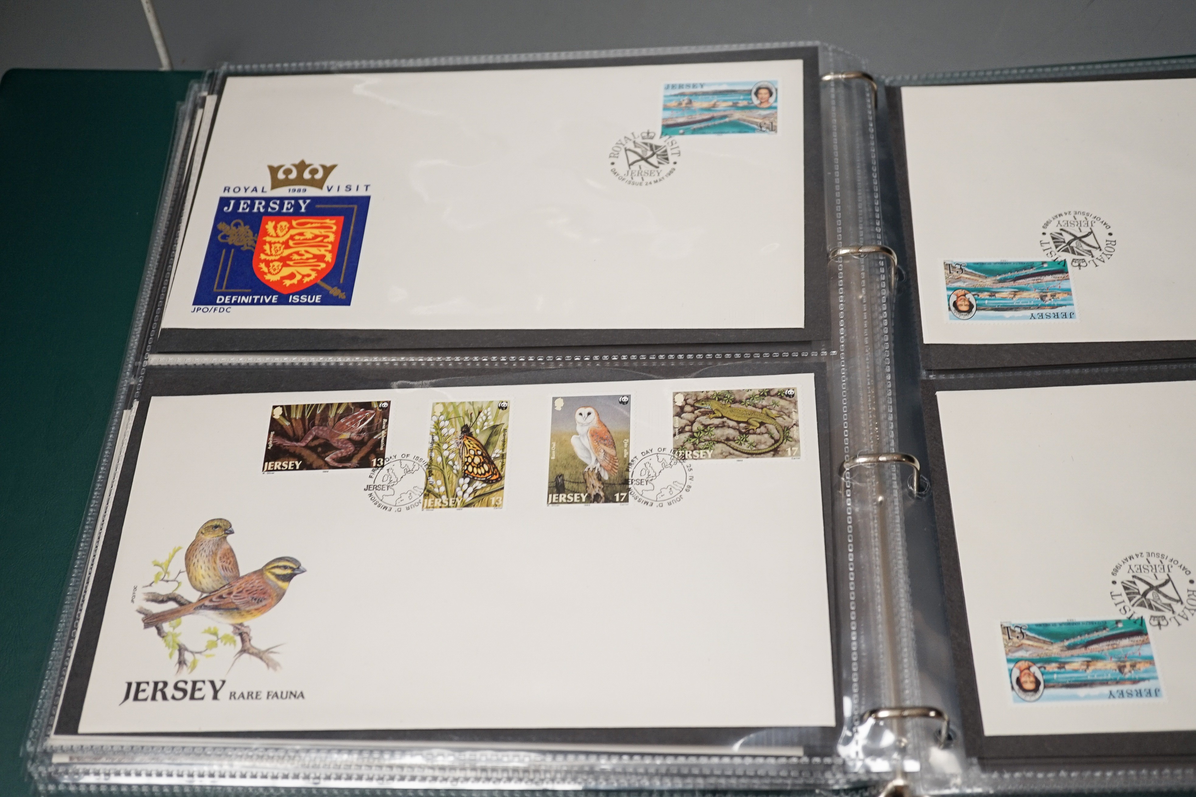 Seven albums of Jersey and Guernsey first day covers